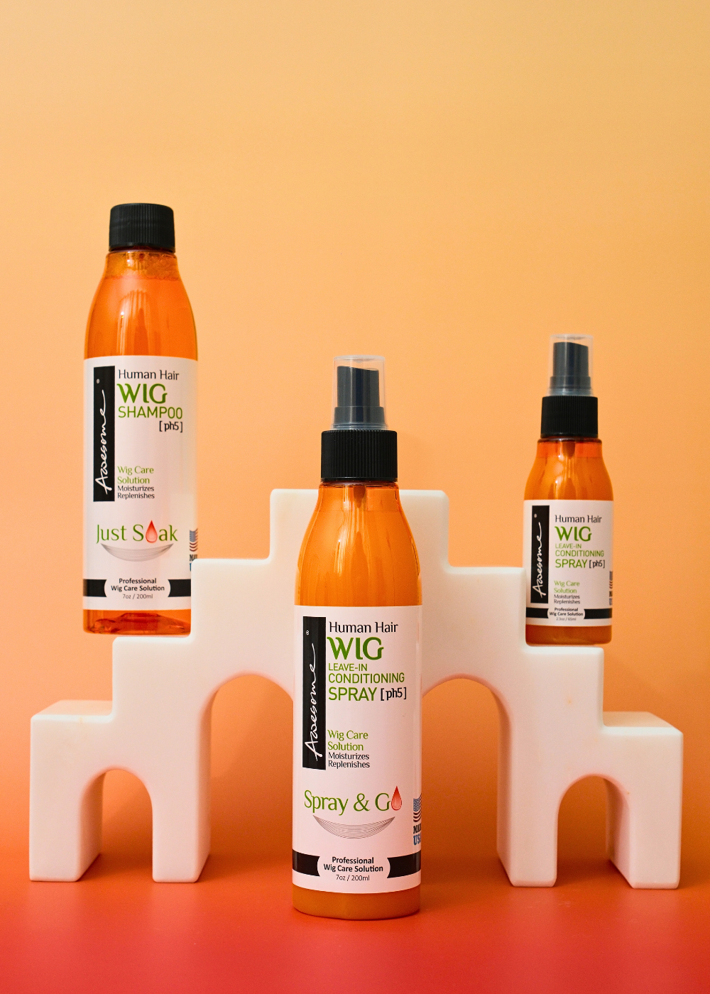 Human Hair Wig Shampoo & Leave in Conditioner Spray plus Travel size