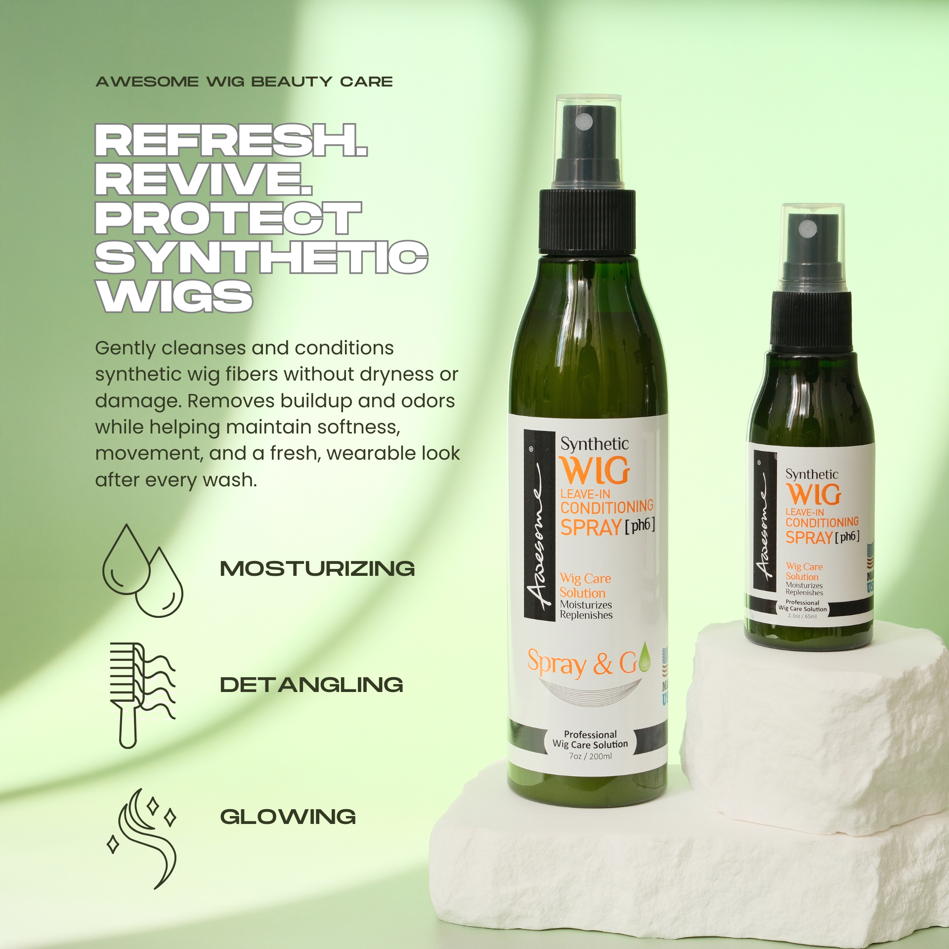 Synthetic Wig Wig Shampoo & Leave in Conditioner Spray plus Travel size set of 3