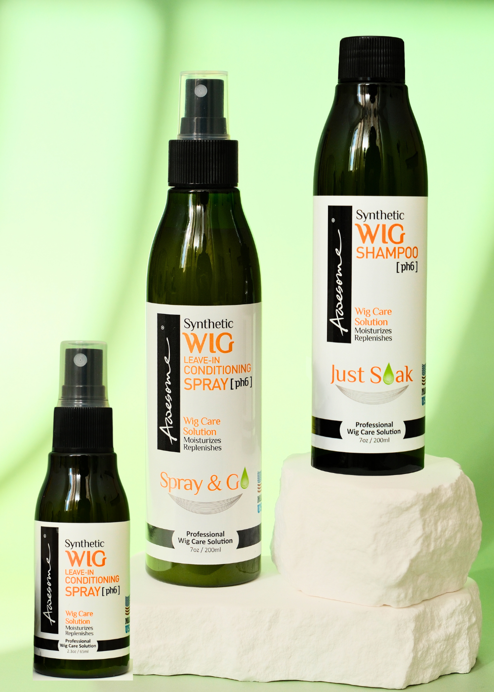 Synthetic Wig Wig Shampoo & Leave in Conditioner Spray plus Travel size set of 3