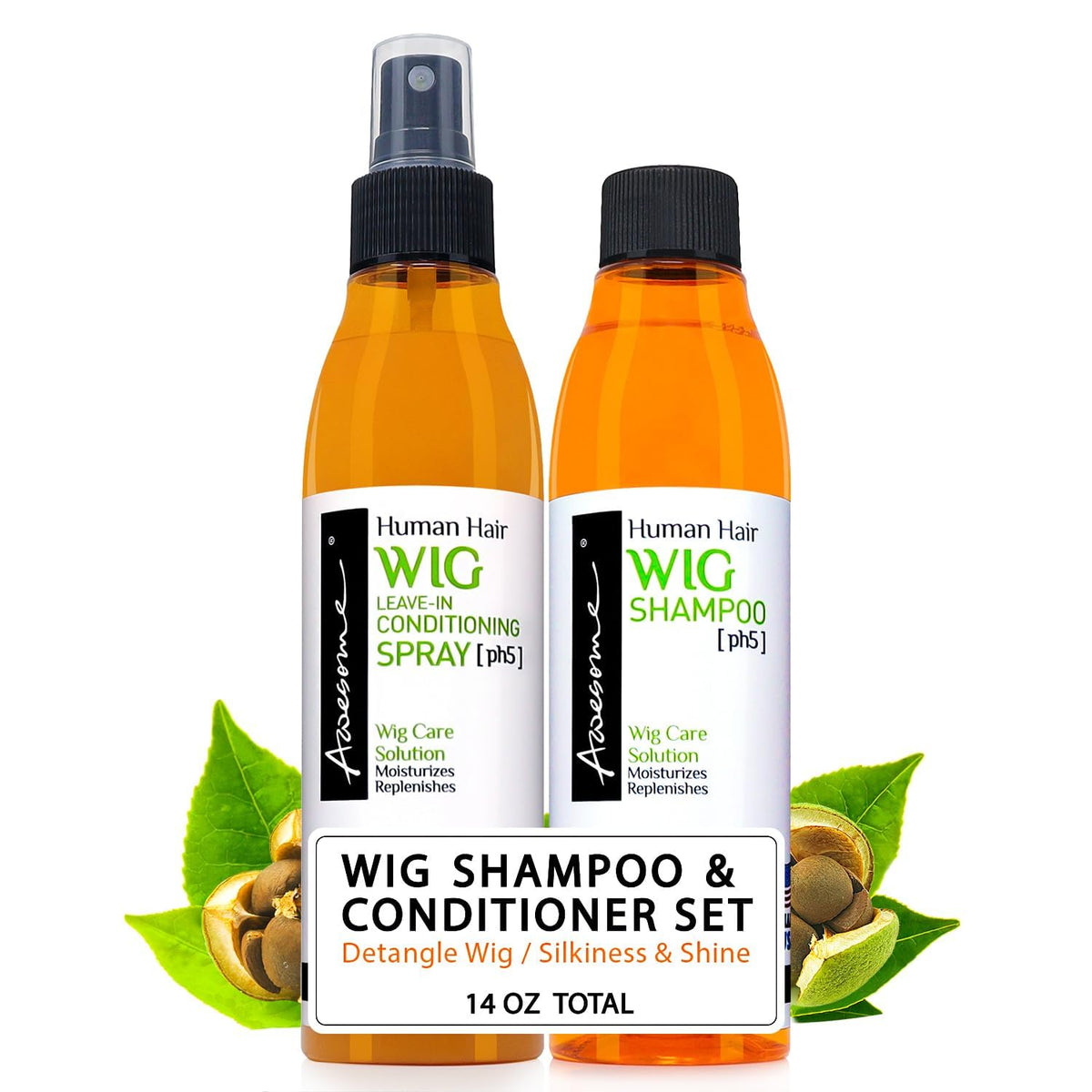 Awesome Human Hair Wig Care Kit, Shampoo + Conditioner, 2-Pack
